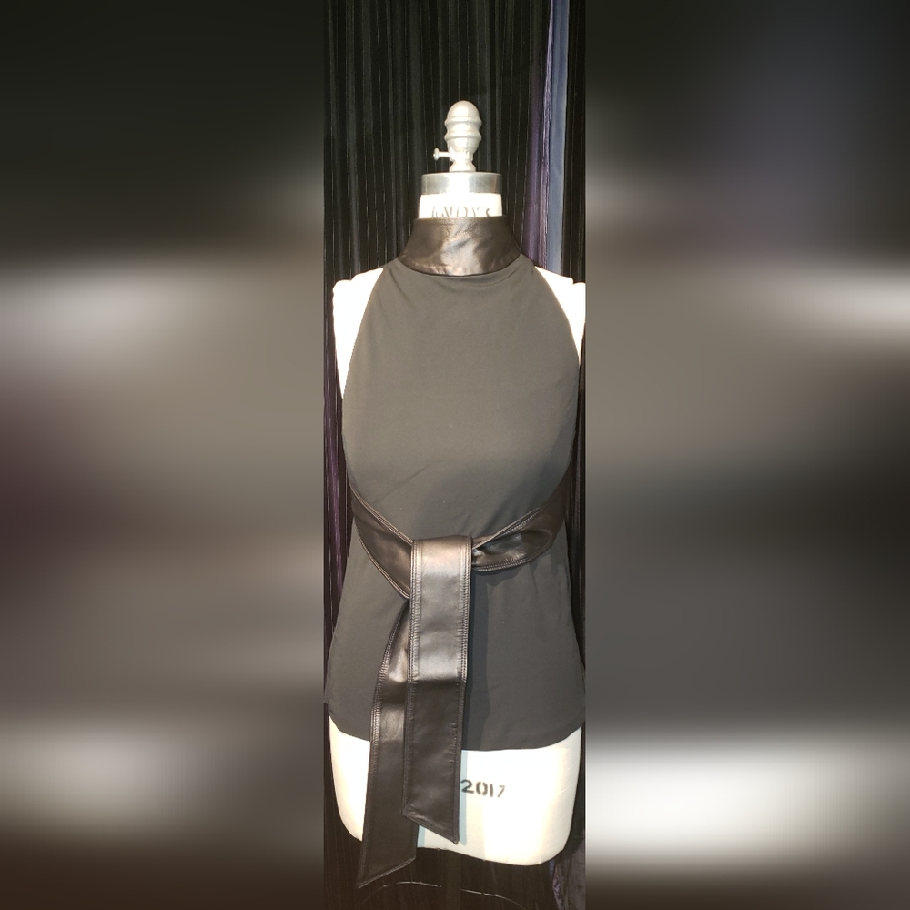 Tom Ford  Gucci 100% viscose 100% lambskin leather Black razor tank top  Bow 40 - Picture 4 of 16
